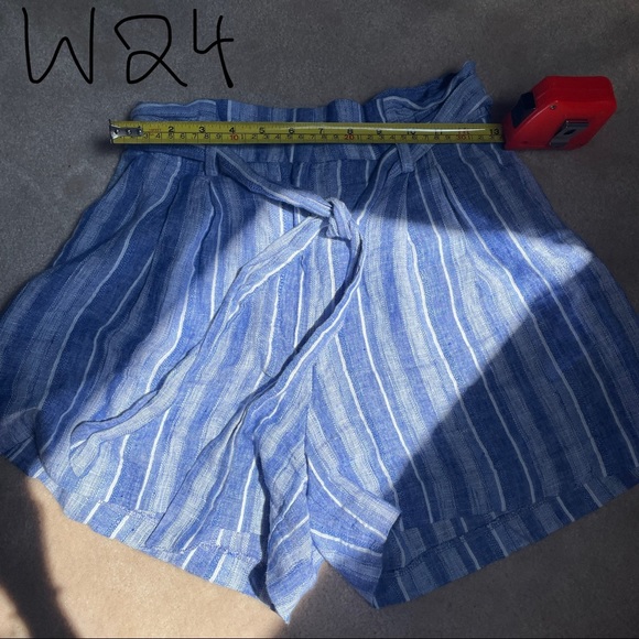 H&M blue stripe front tie shorts size 4 - Picture 2 of 3